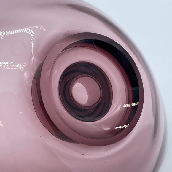 Vintage Viking Epic Amethyst Glass Candle Holder Dish Purple Abstract Form MCM - Picture 7 of 10